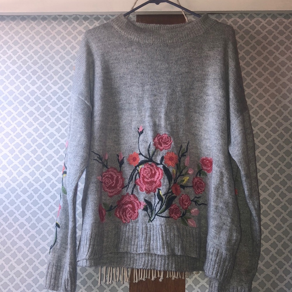 Floral soft knit sweater